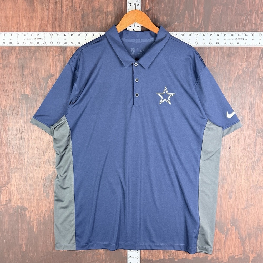 Nike Dallas Cowboys NFL Team Apparel‎ Dri-Fit Polo Blue Gray 849242-419 Men 2XL
